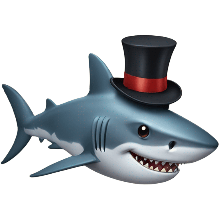 Shark with a top hat emoji