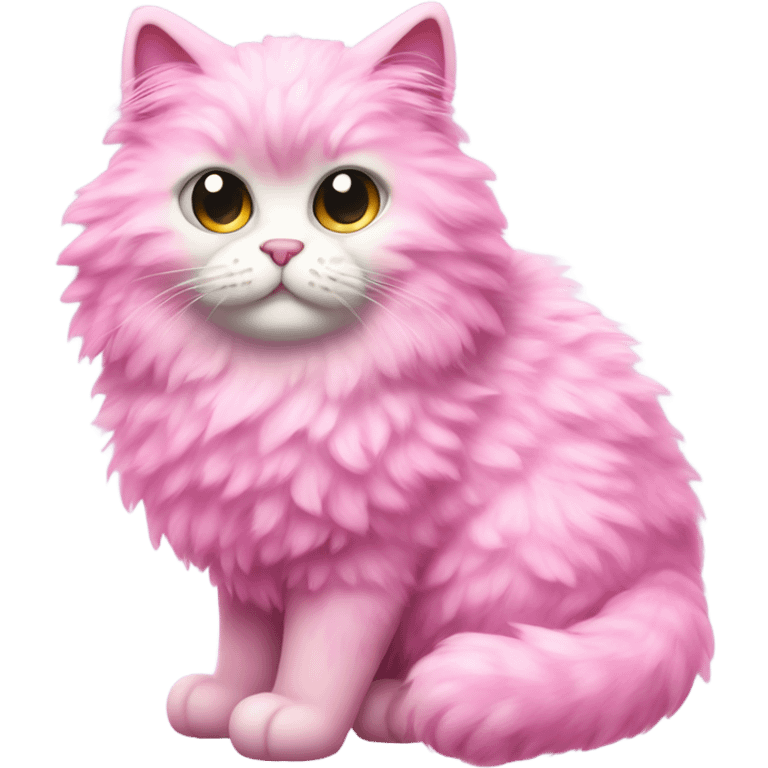 Pink full body fluffy cat with glitter emoji