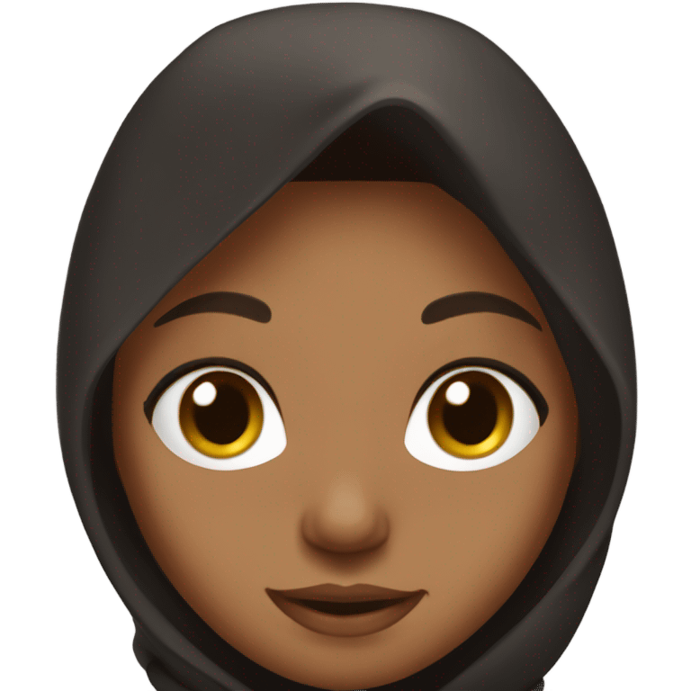 Brownskin pretty girl with black essentials hoodie with long brown hair brown eyes emoji