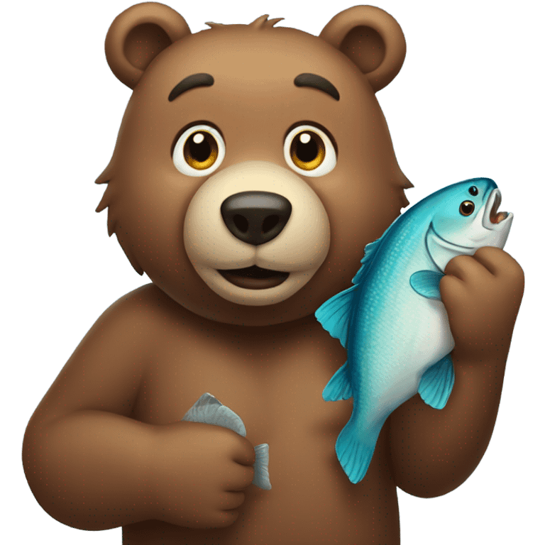 Bear with fish in his hand emoji