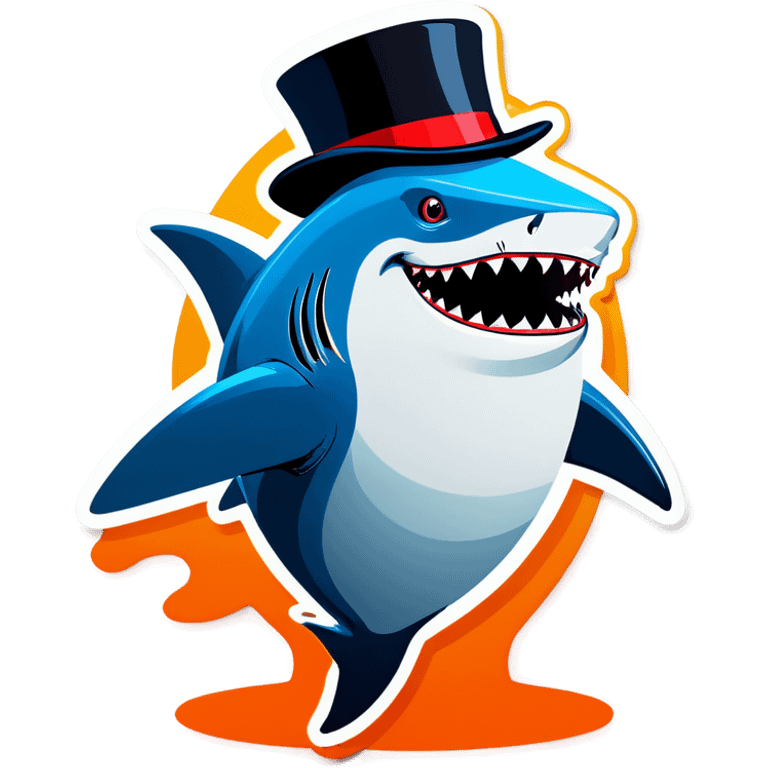 Shark with a top hat emoji