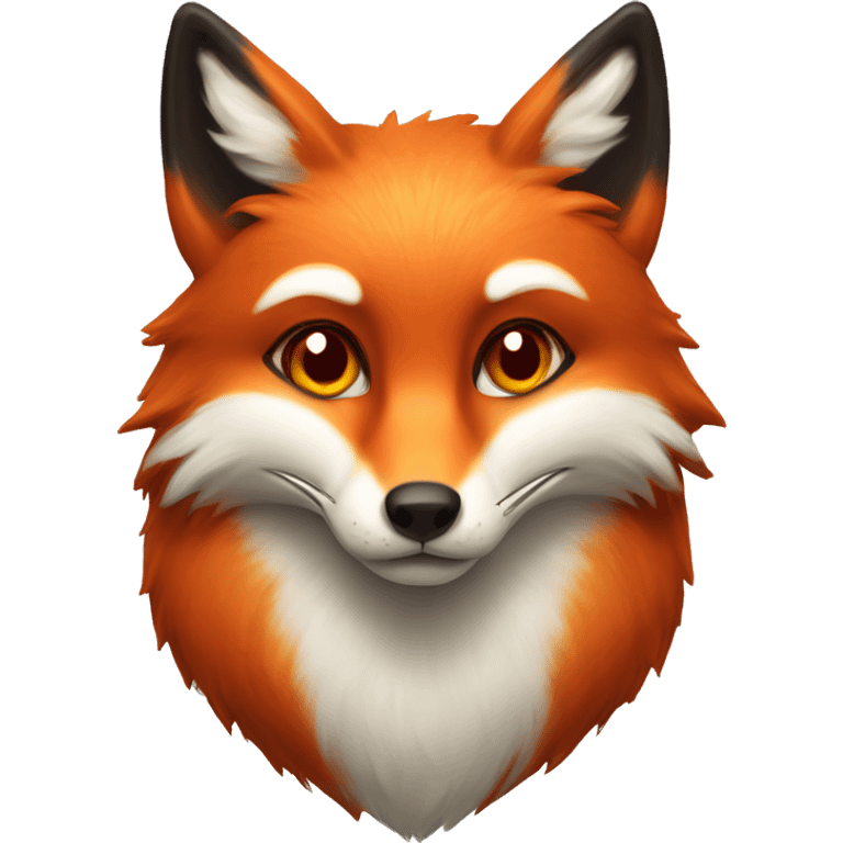 deep lush red fox face with tiny red heart instead of eyes emoji