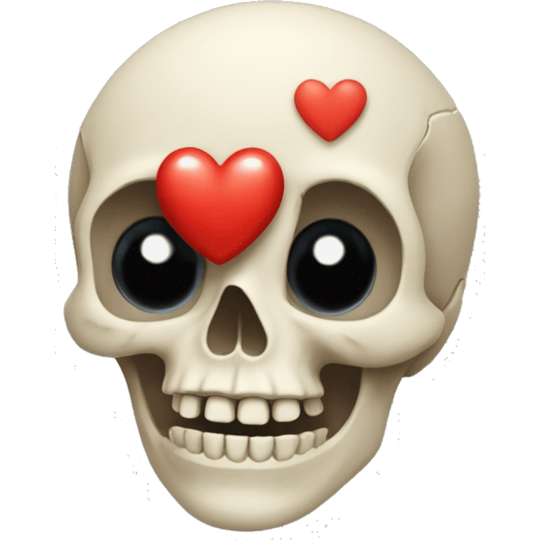 Skull with larger red loveheart eyes emoji