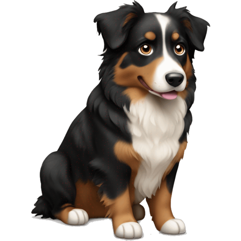 Black and tan Australian shepherd dog mostly black emoji