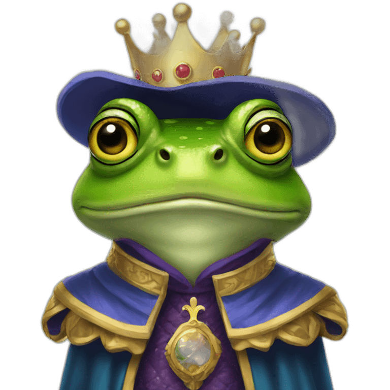 a frog portrait wearing royal king outfit emoji