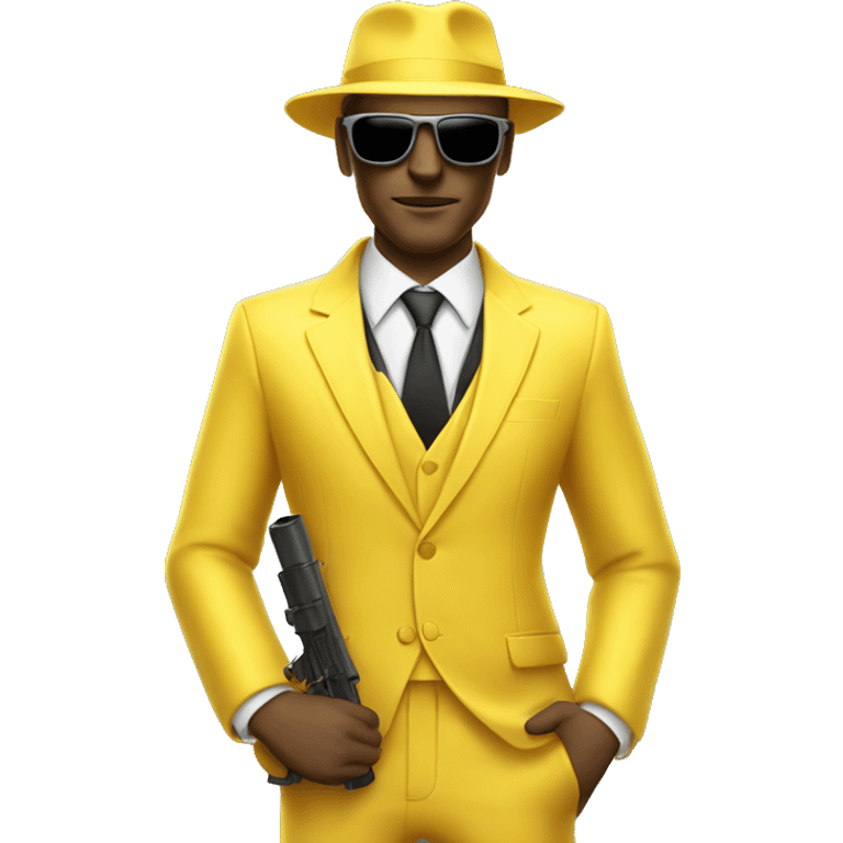 yellow suit, white man mafia with bazooka and sunglasses emoji