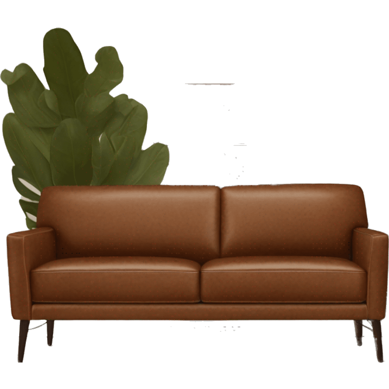 Brown leather mid century-modern couch from WestElm emoji