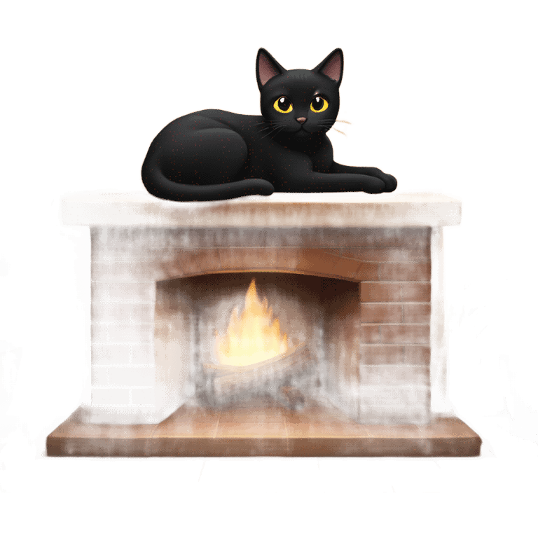 black cat on top of fireplace emoji