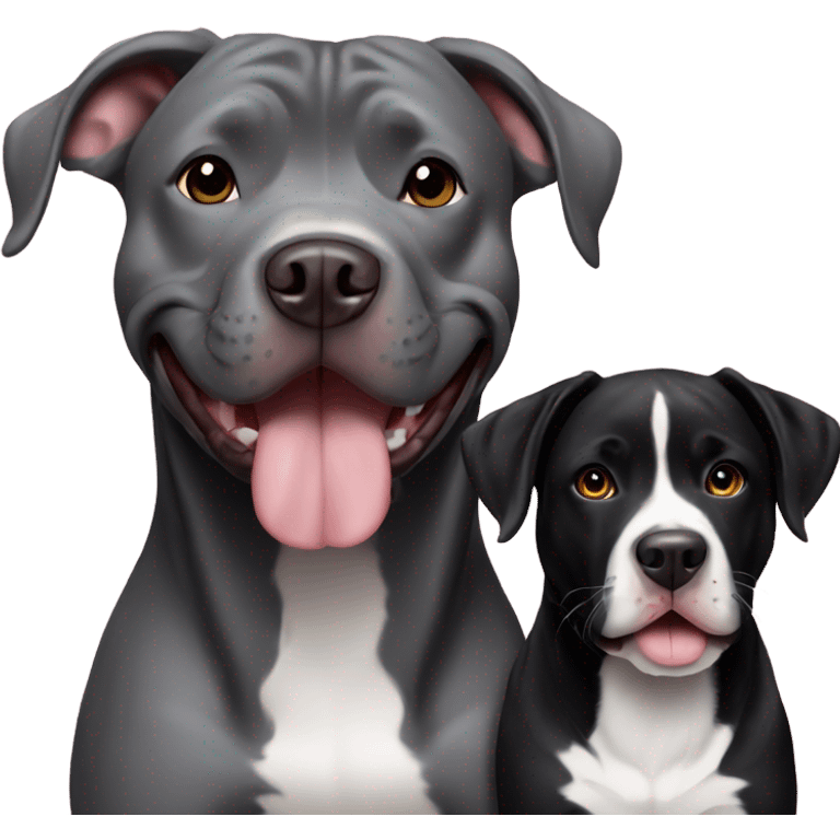 Grey pitbull next to black retriever dog emoji