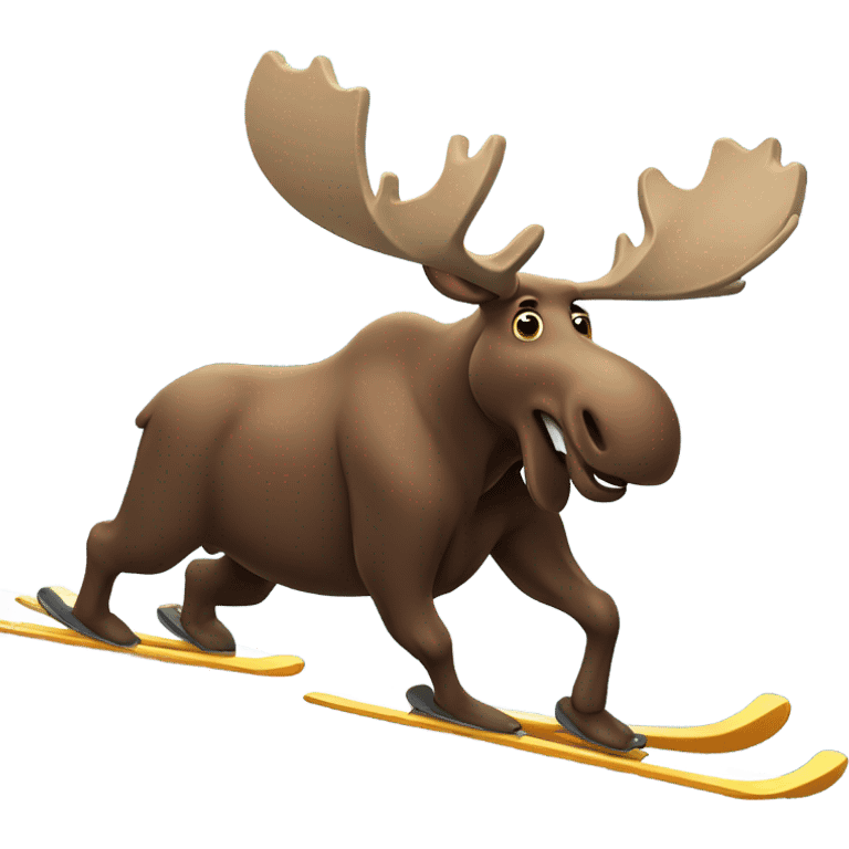 Moose skiing down mountain emoji