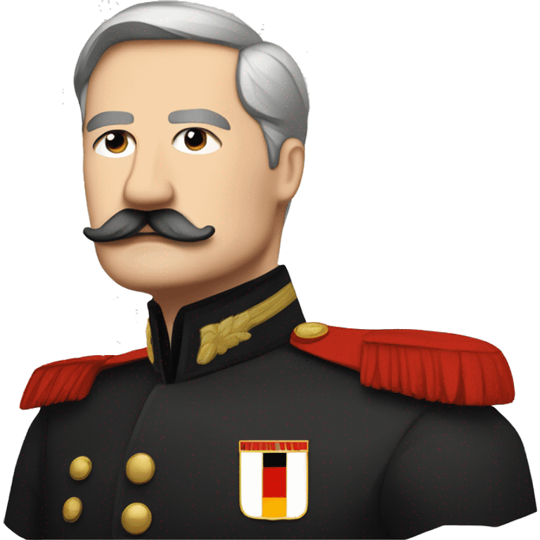 german president in black and red minimalist military attire, black square moustache, no beard emoji