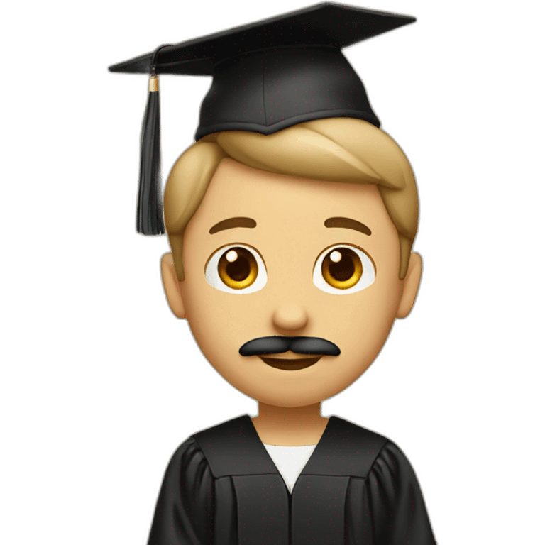 tan boy with mustache and graduation emoji