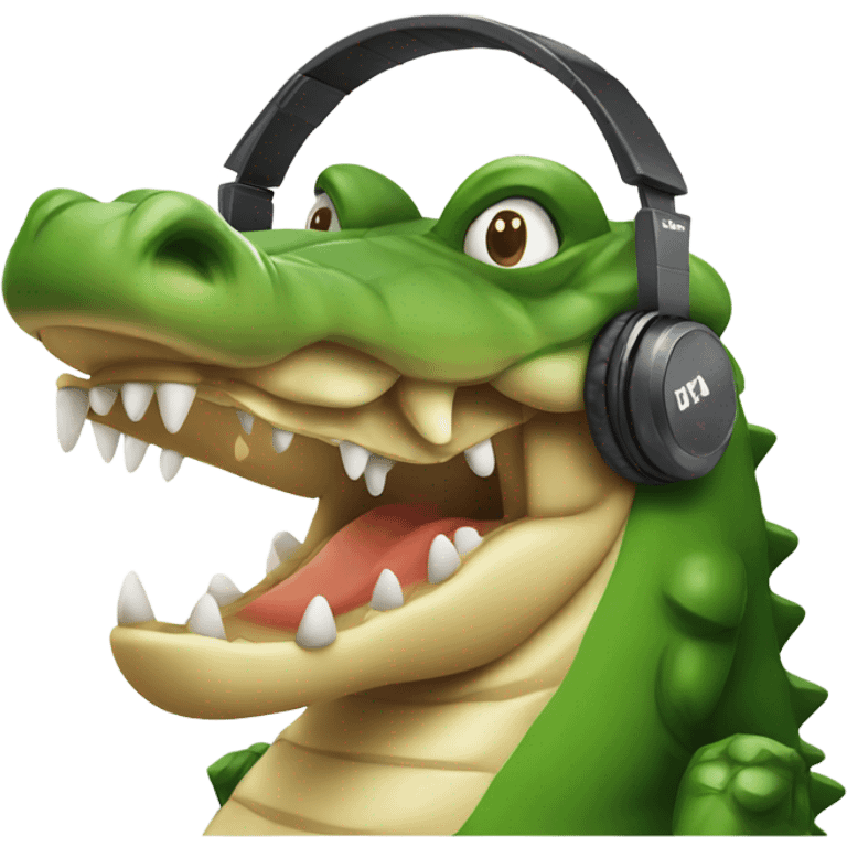 Crocodile with a gaming headset on emoji