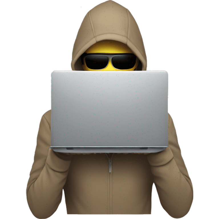 Hacker with completely invisible face and a laptop emoji