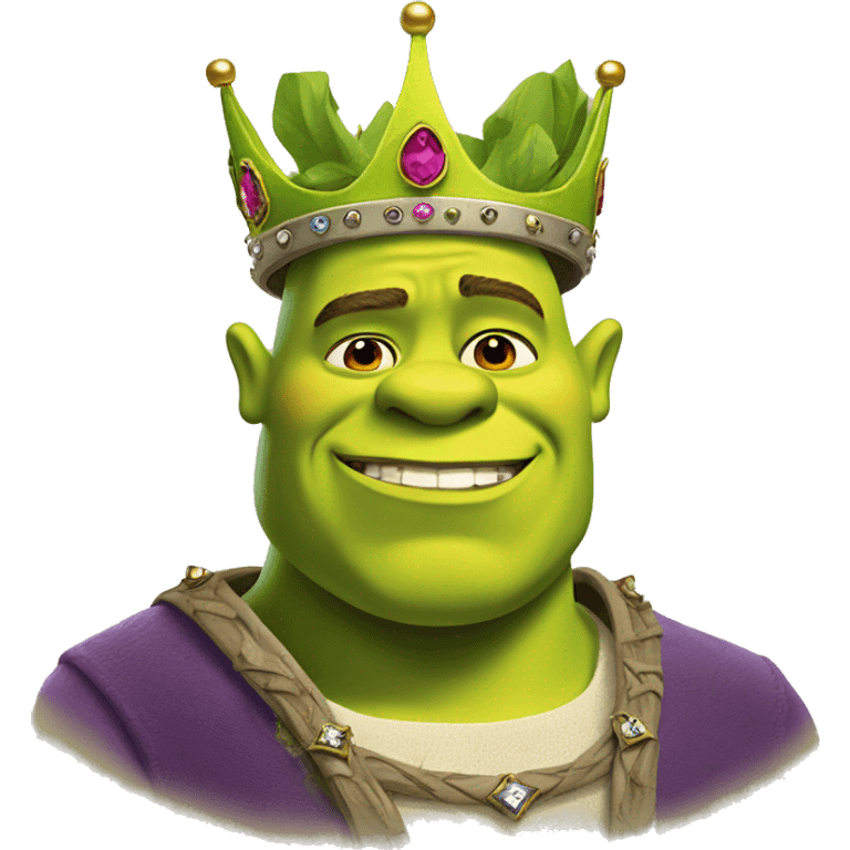 Shrek with a crown like the princesses emoji