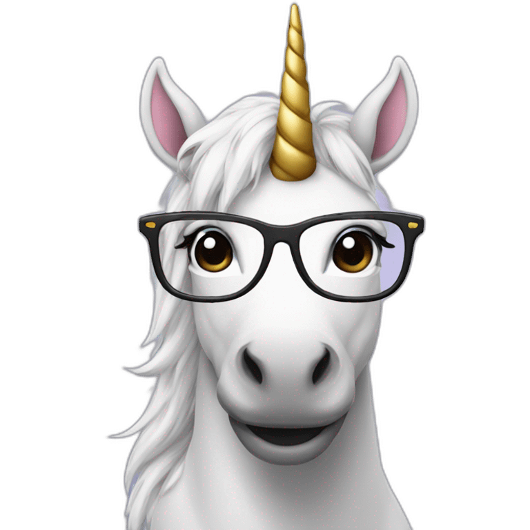 Unicorn with a glasses emoji