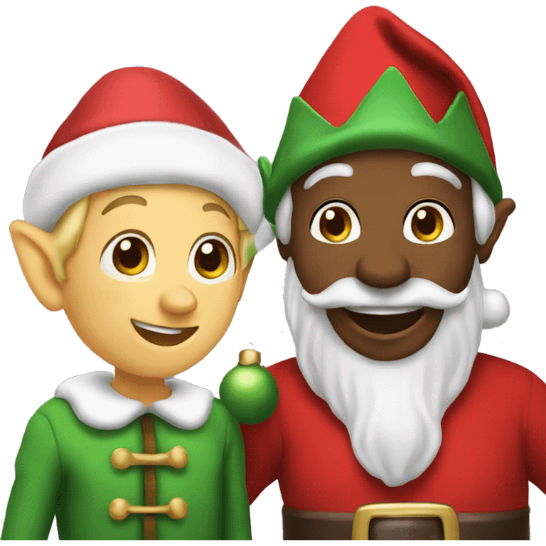 Christmas elf with santa emoji