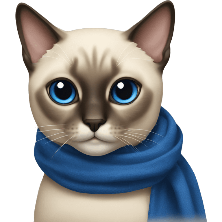 Siamese cat wearing a deep blue scarf emoji