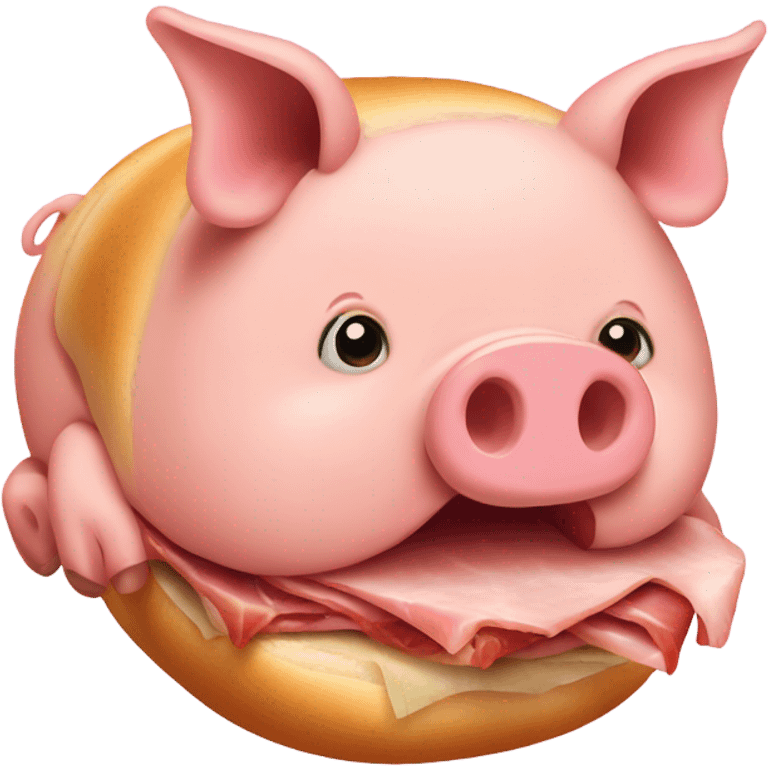 Pig eating a ham sandwich emoji