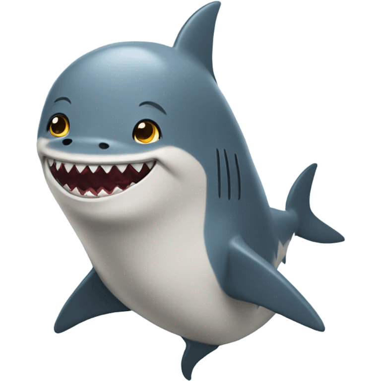 Patado wearing a shark costume and has seal on head emoji