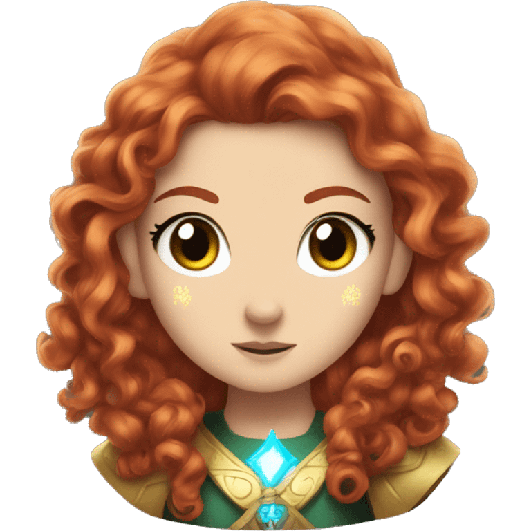 a white girl with long red curly hair and freckles, cosplaying Princess Zelda posing and ready for a fight emoji