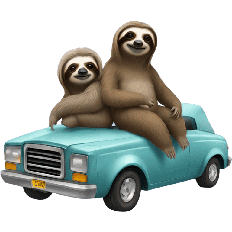 A sloth in a low rider with a female sloth emoji