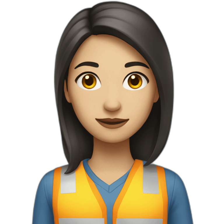 woman, civil engineer, dark hair, dark eyes, light skin, straight hair, blue and yellow colors emoji