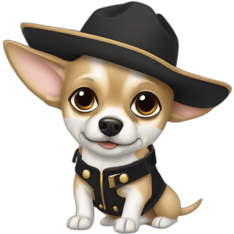 Chihuahua blanc poilu à tache noire  emoji