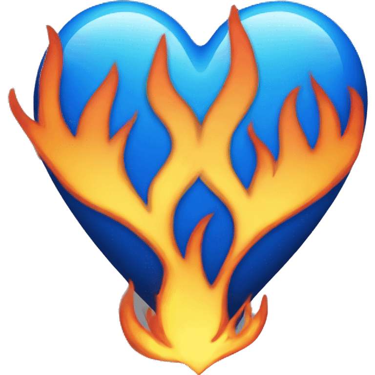 Blue heart with fire iphone look  emoji