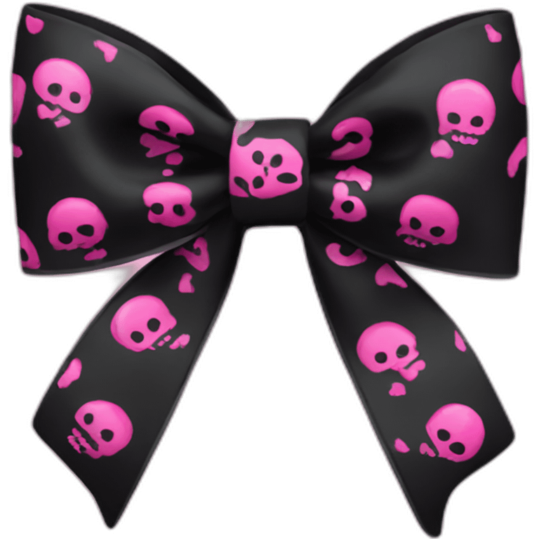 black with pink skull pattern bow emoji