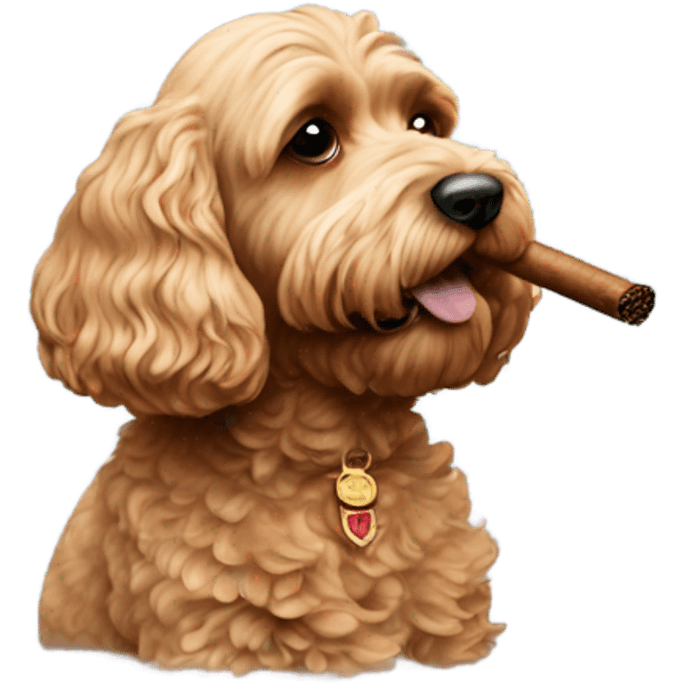 Cockapoo smoking a cigar emoji