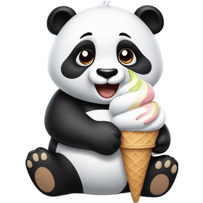 Panda eating ice cream emoji