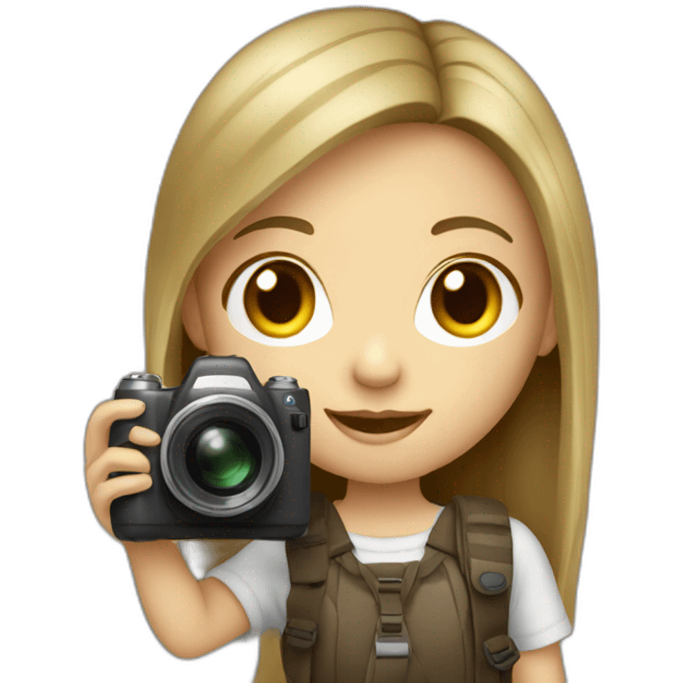 young very dark blond hair girl with camera emoji