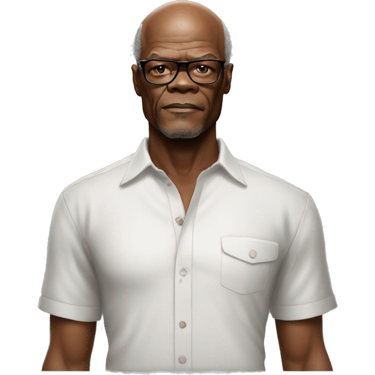 hyper realistic samuel l jackson wearing shirt emoji