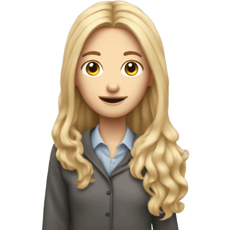 Long hair blonde High school art teacher holding potter emoji