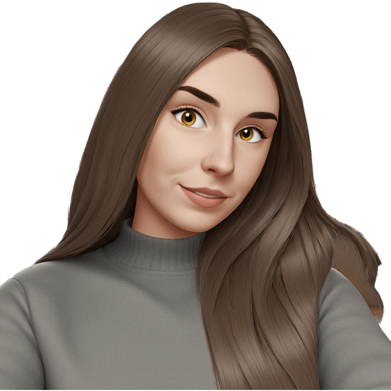 smiling girl in grey sweater emoji