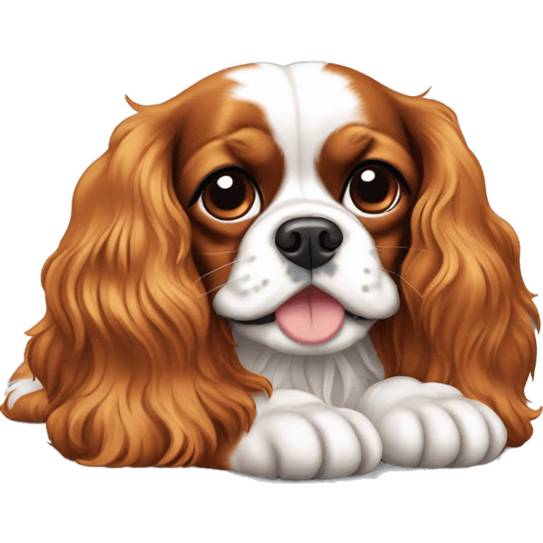 a Cavalier king charles spaniel relaxing emoji