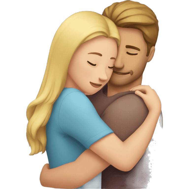 man's jaw on woman's shoulder hug emoji