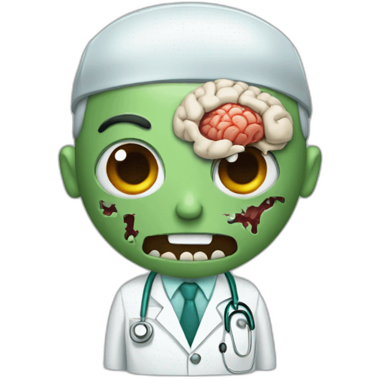 zombie doctor holding a brain emoji