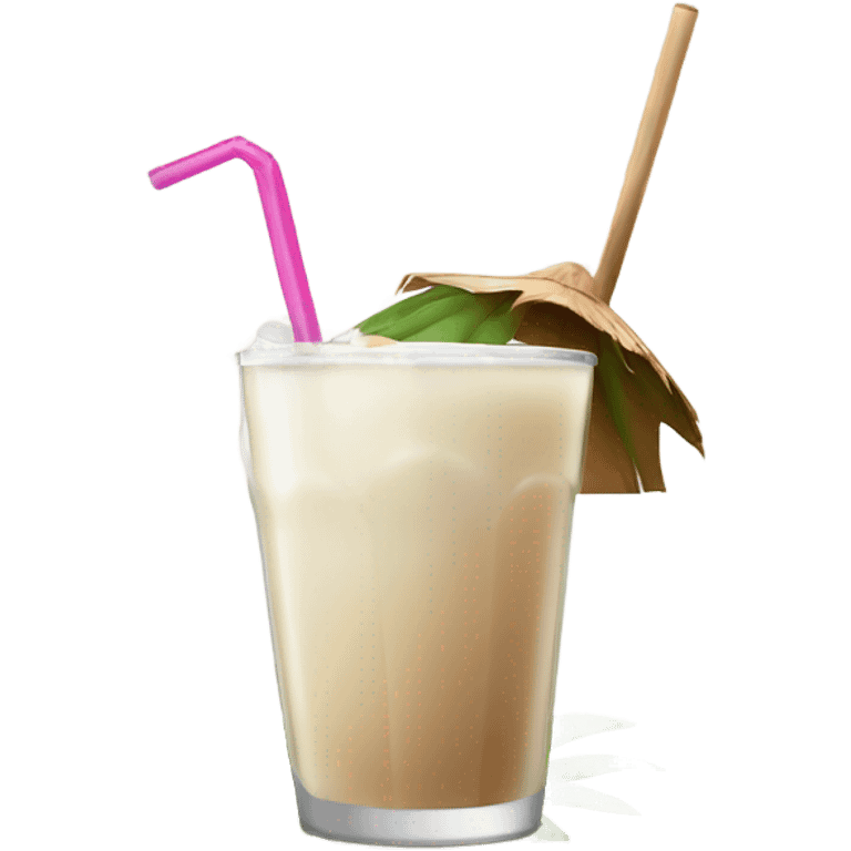 Coconut juice with straw in the coconut emoji