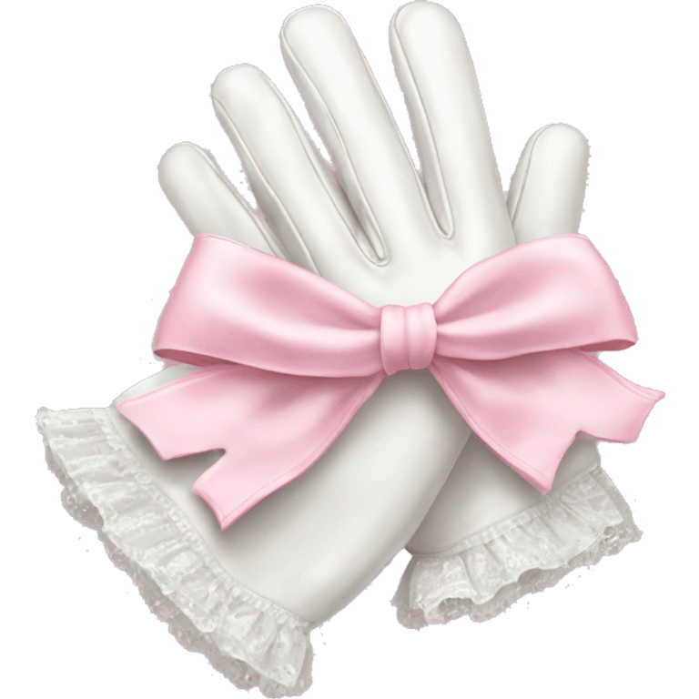 vintage rococo white gloves with light pink bows  emoji