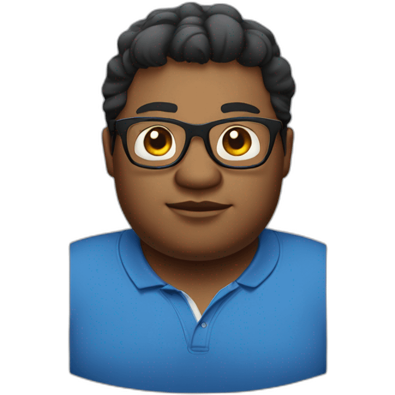 Black short hair fatty Man with polo-shirt and glasses emoji