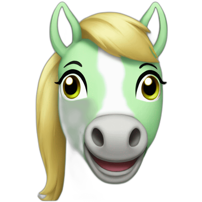 Green eyed pony smiles emoji