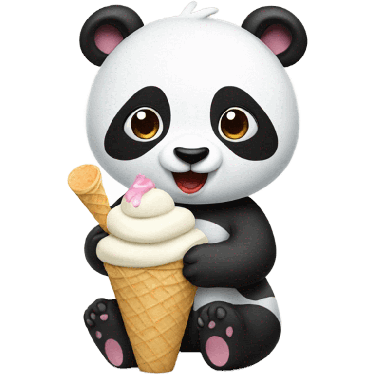 Panda eating ice cream emoji