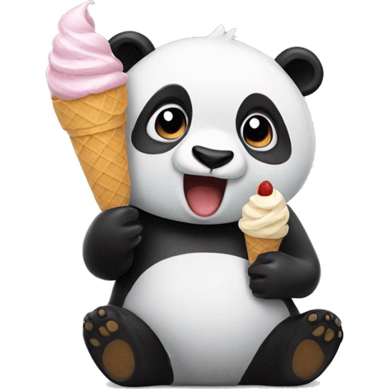 Panda eating ice cream emoji