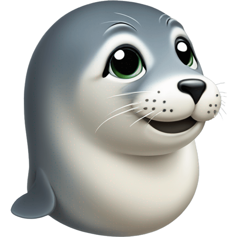 a cute seal head side on, turning it's head and looking forward emoji