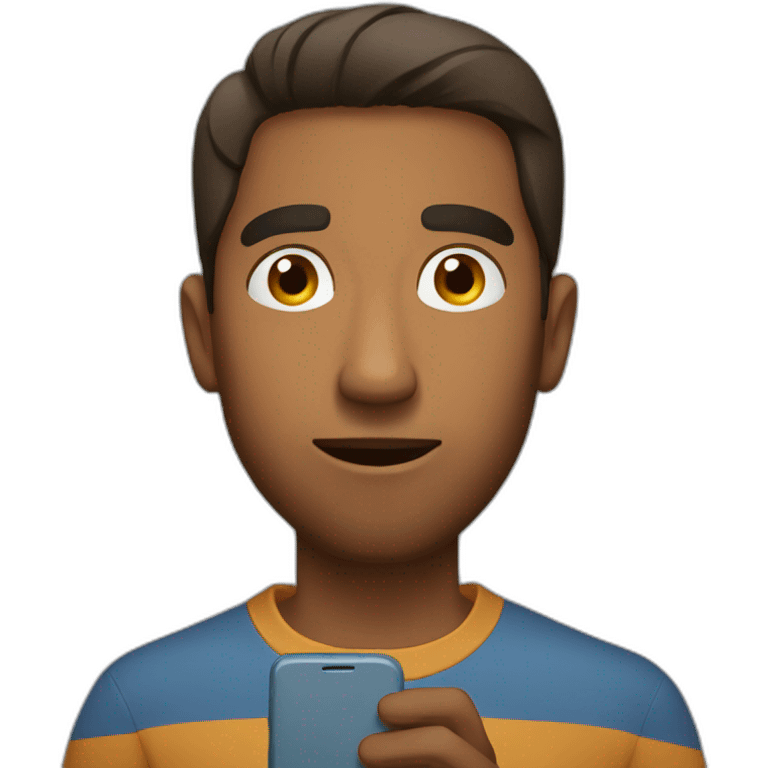 brown man looking at phone surprided emoji