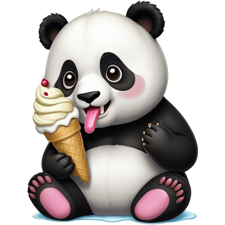 Panda eating ice cream emoji