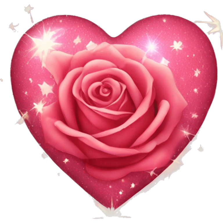 Cute rose heart with sparkle and stars emoji