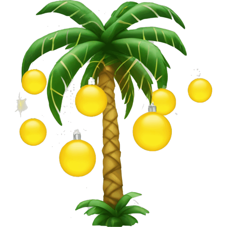 palm tree with yellow ball ornaments and white christmas lights  emoji